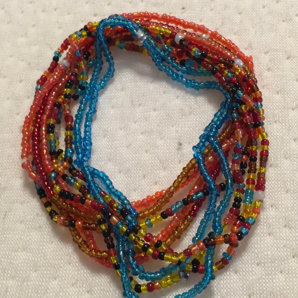 Multiple Strand Stretch Bracelet,yellow,blue, red, orange, multi color, Handmade